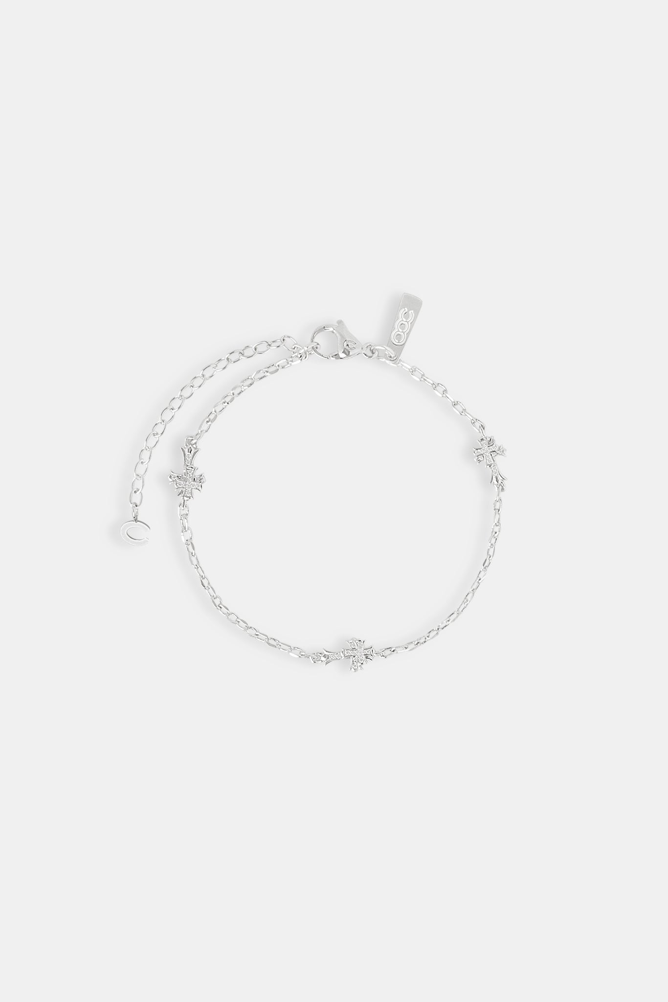 Cross Thin Link Anklet - 2.5mm - White