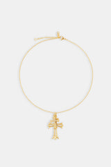 Micro Double Cross Necklace - 24mm