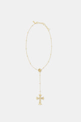 Drop Pendant Cross Necklace - 40mm - Gold