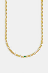 Iced Green Gemstone Cuban Chain - 3mm