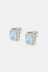 Iced Blue Gemstone Stud Earrings - 10mm