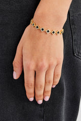 Black Enamel Motif Bracelet- 8mm