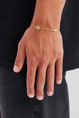 Iced Evil Eye & Cross Rolo Bracelet - 6mm - Gold