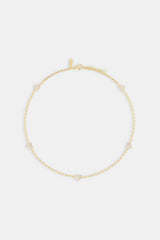 Iced Heart Thin Link Chain - 2.5mm - Gold