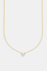 Iced Heart CZ Stone Necklace - 10mm - Gold