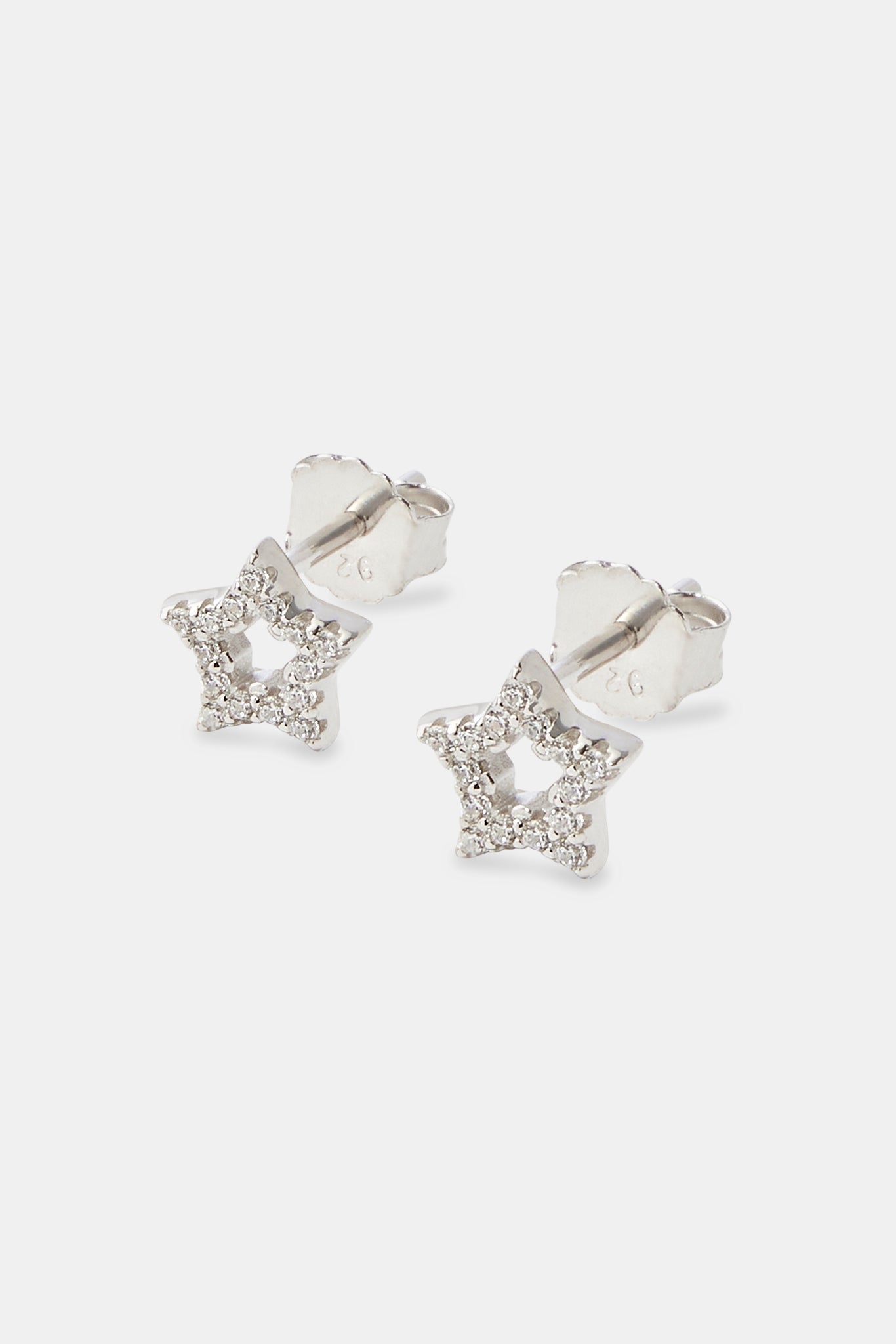 Iced Star Outline Stud Earrings - 6mm