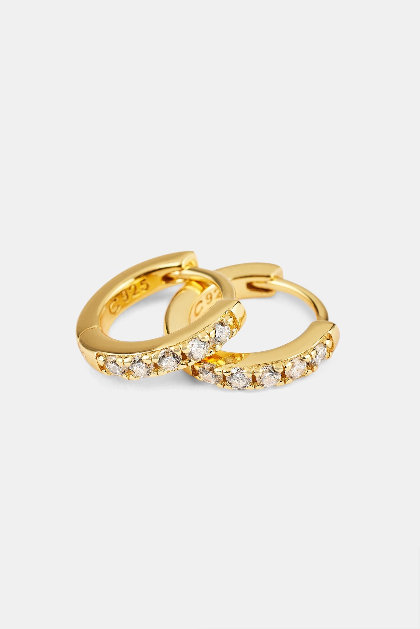 Iced Thin Huggie Earrings - 12mm