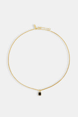 Micro Iced Black Gemstone Necklace - 10mm - Gold