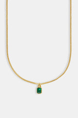 Micro Iced Green Gemstone Necklace - 10mm - Gold