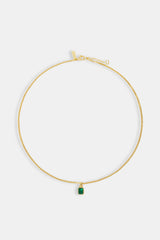 Micro Iced Green Gemstone Necklace - 10mm - Gold