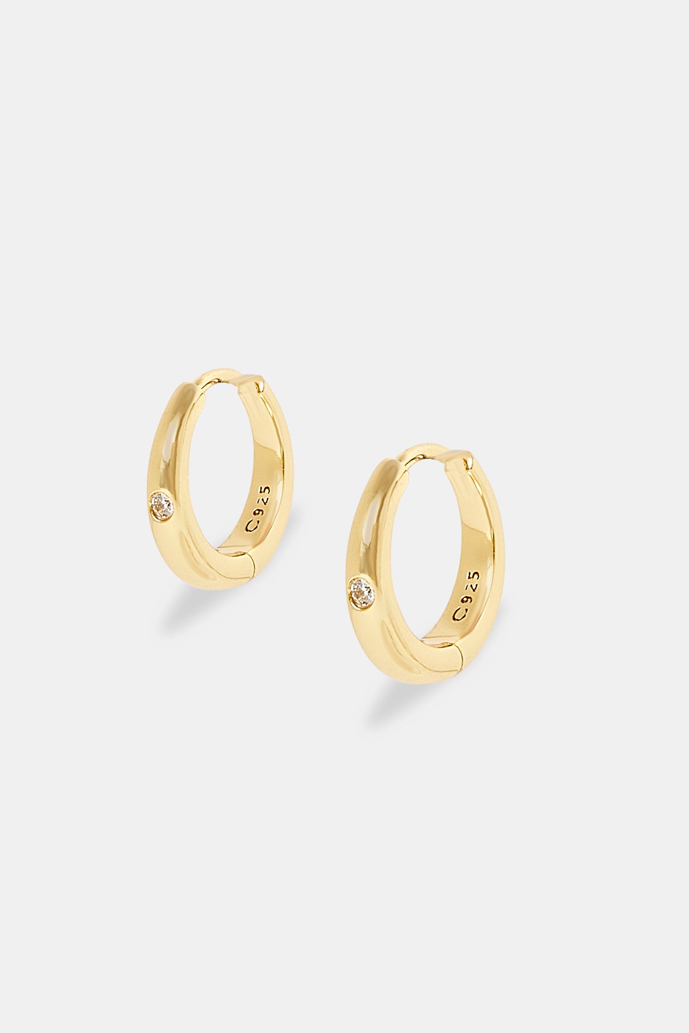 Polished Rounded Cz Hoop Earrings - 15mm