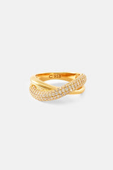 Polished & Iced Cross Over Ring - 8mm