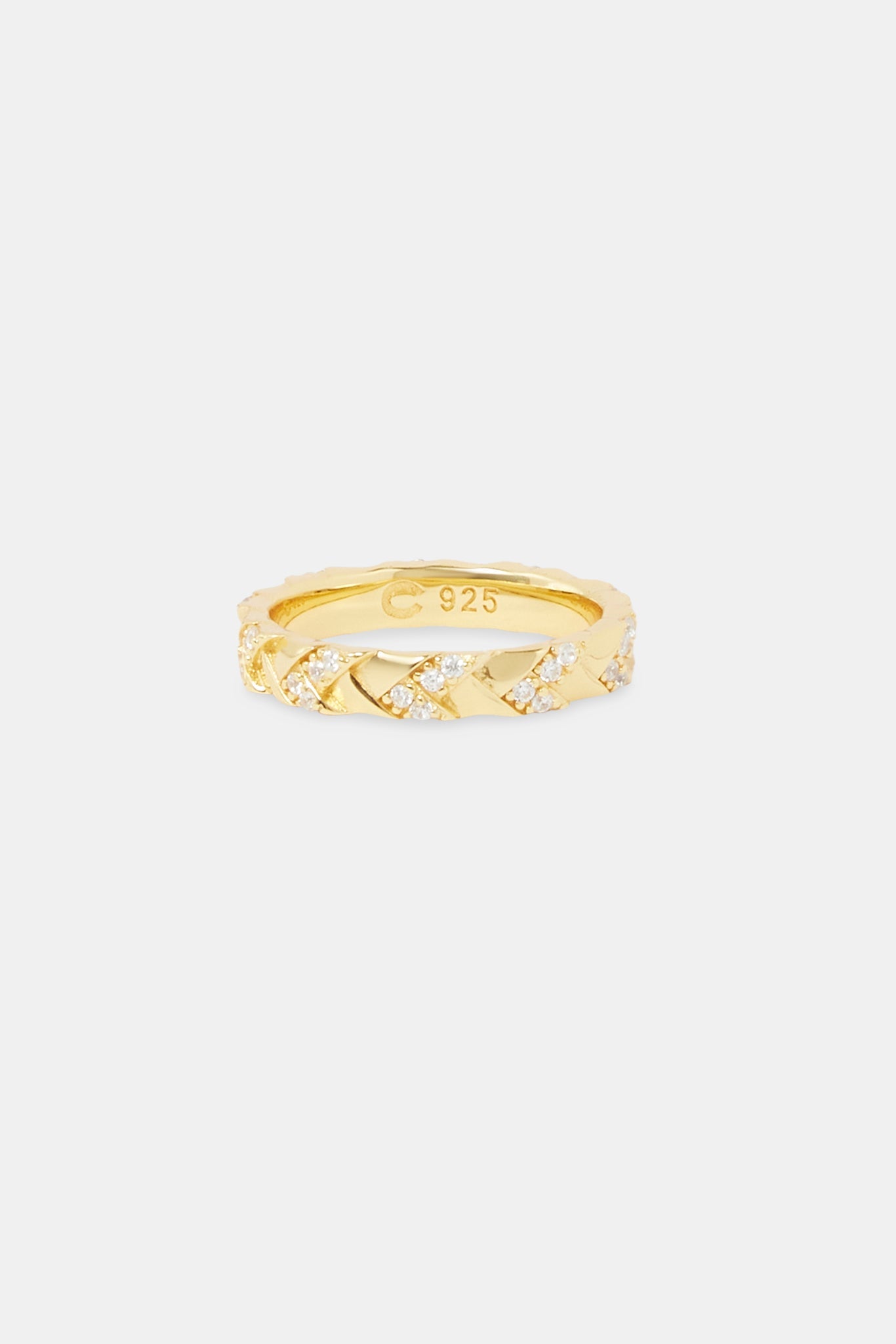 Polished & Iced Woven Ring - 4mm