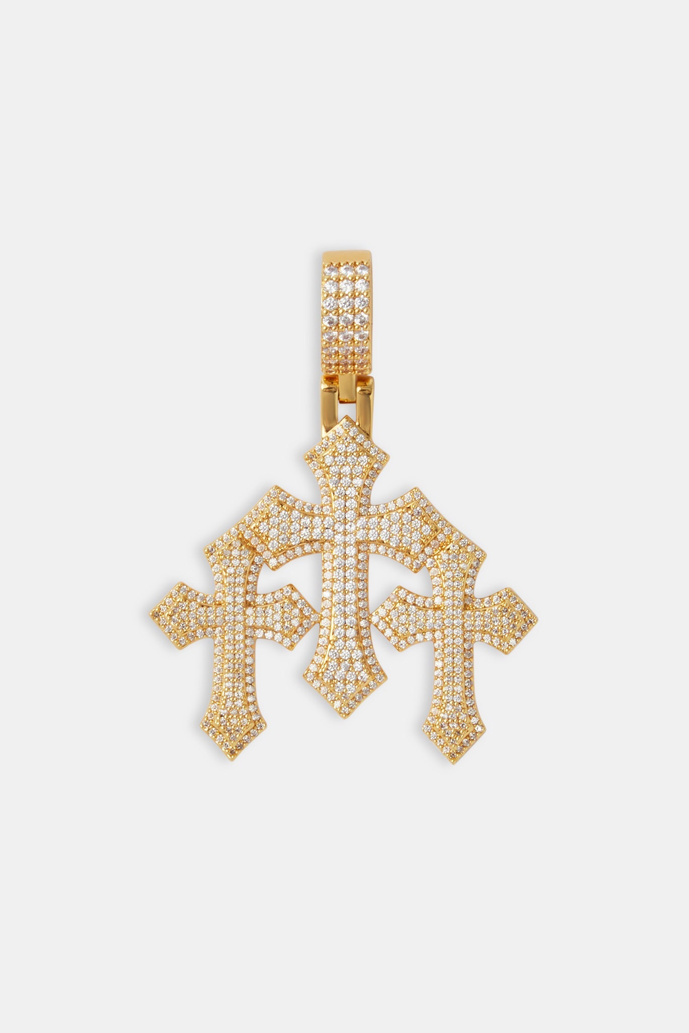 Women's Triple Cross Pendant & 5mm Tennis Chain - Gold
