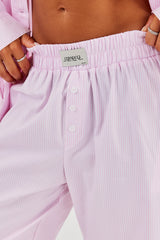 Stripe Button Detail Trouser - Pink