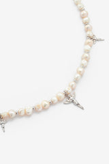 Pearl And Polished Motif Necklace