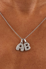 Iced Bubble Double Initial Necklace - White - 10mm
