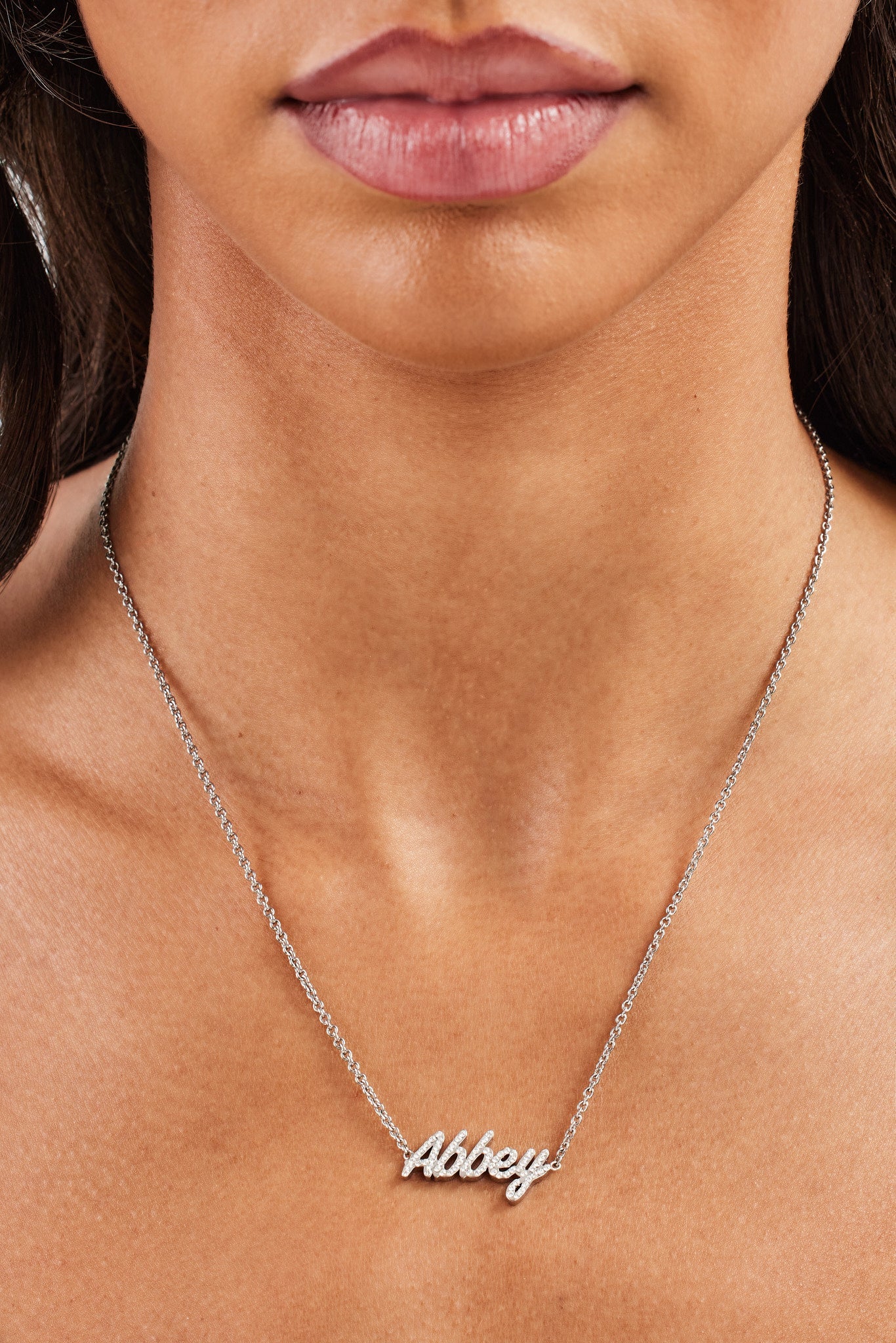 Iced Font Name Necklace - White