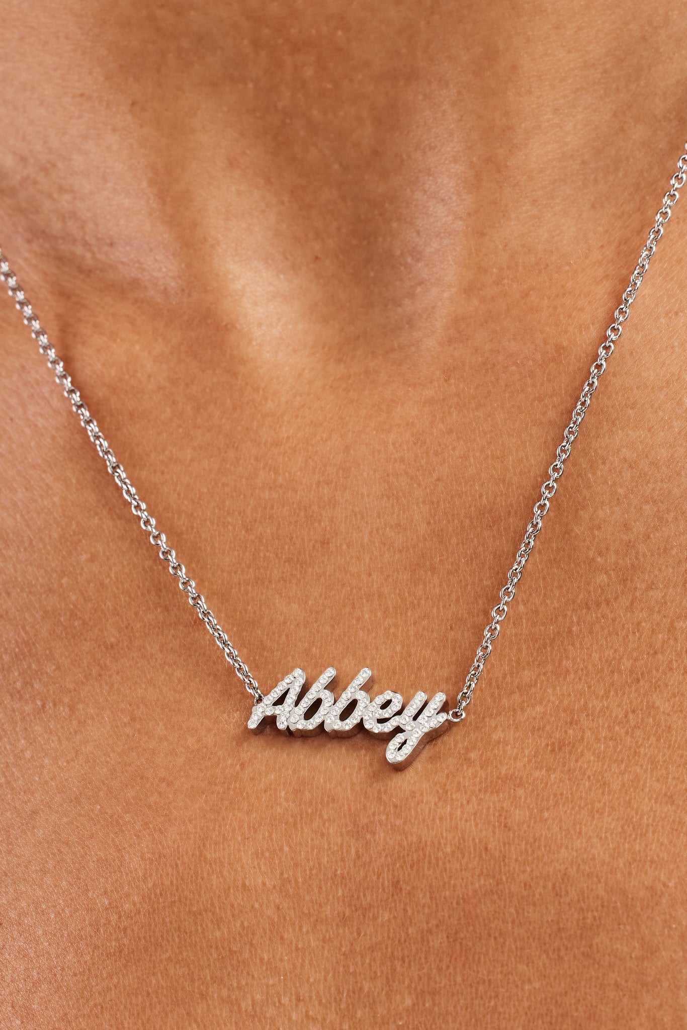 Iced Font Name Necklace - White