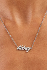 Iced Font Name Necklace - White