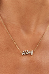 Iced Font Name Necklace - Gold