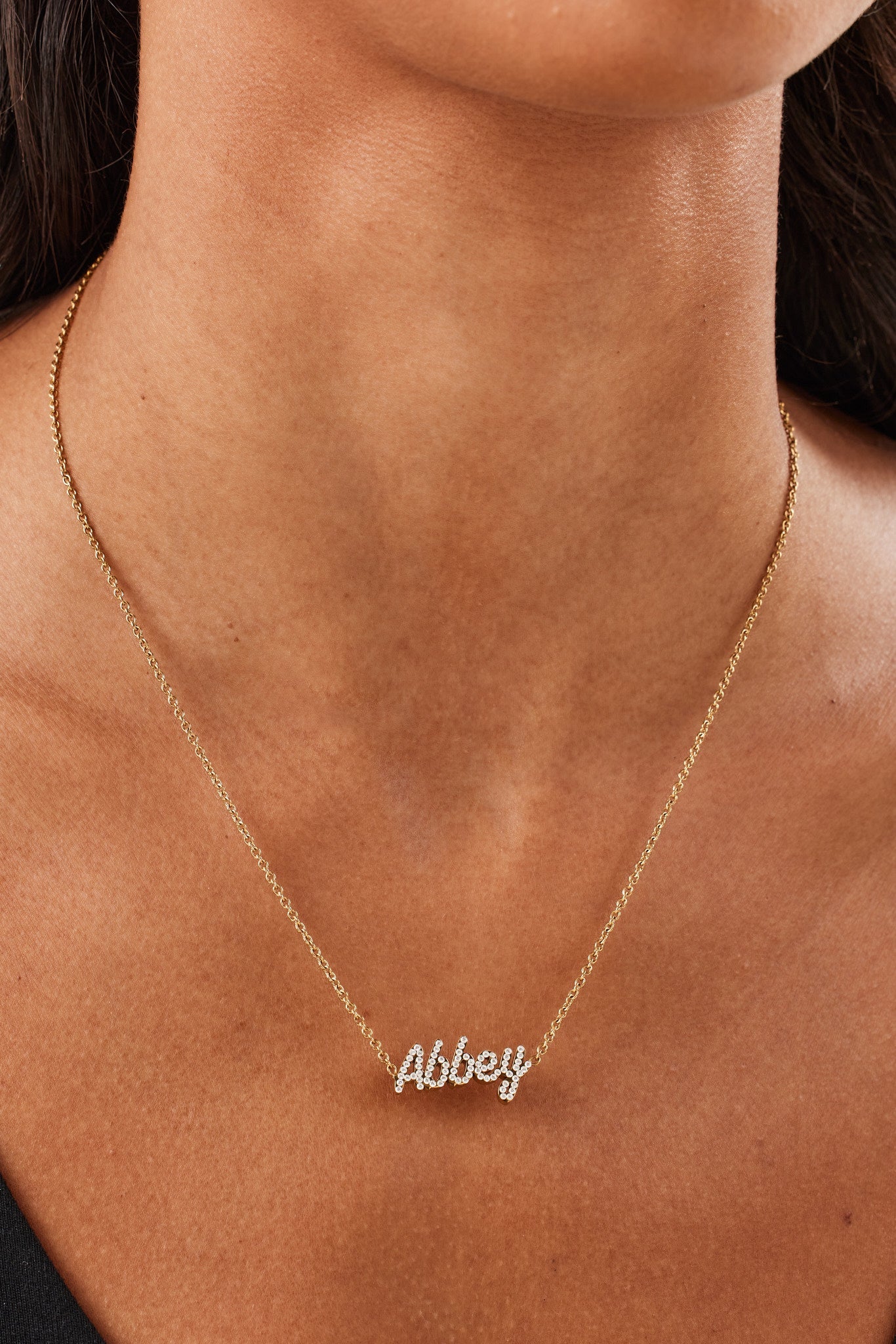 Iced Font Name Necklace - Gold