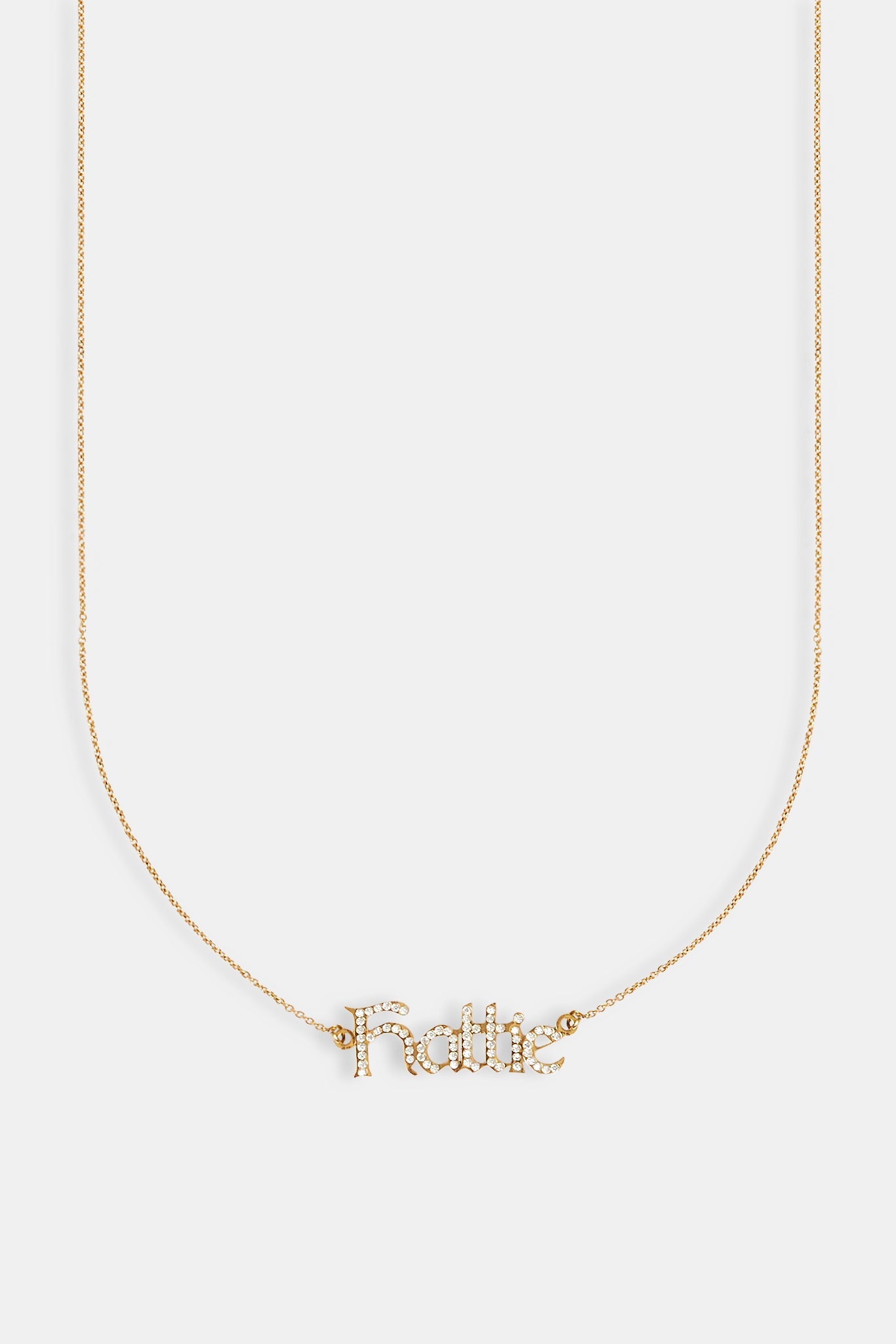 Iced Gothic Font Name Necklace - Gold - 10mm