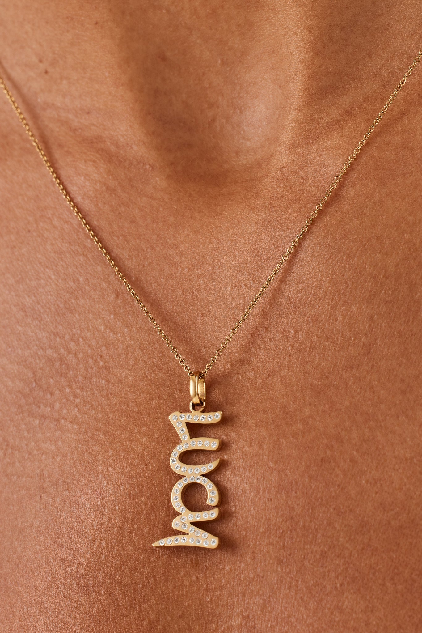 Iced Drop Name Necklace - Gold - 10mm