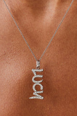 Iced Drop Name Necklace - White - 10mm