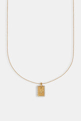 Iced Edge Initial Tag Necklace - Gold - 15mm