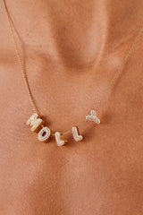 Iced Mini Bubble Name Necklace - Gold