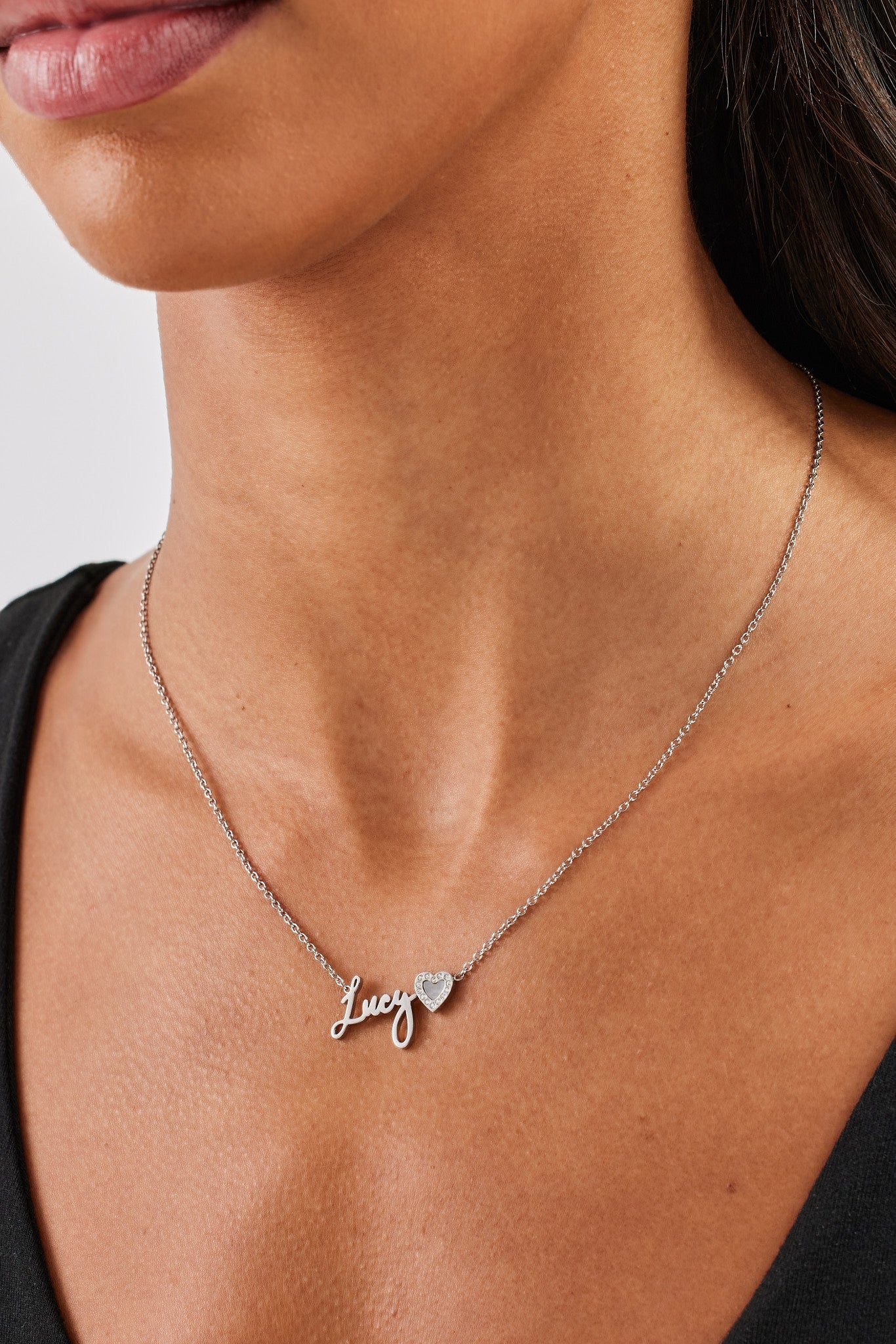 Mother Of Pearl Heart Name Necklace - White