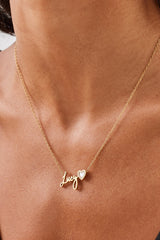 Mother Of Pearl Heart Name Necklace - Gold