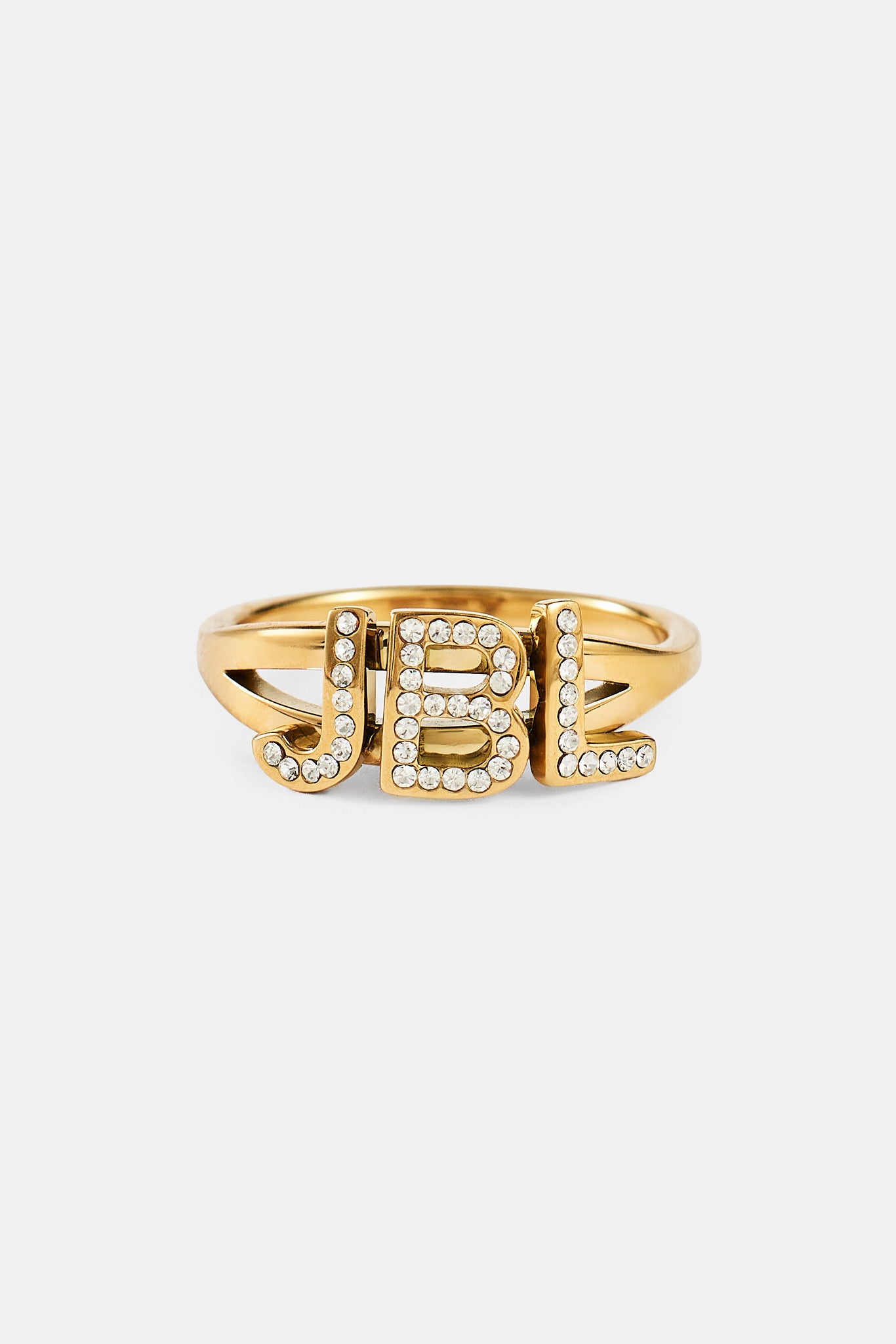 Iced Triple Initial Ring - Gold - 10mm