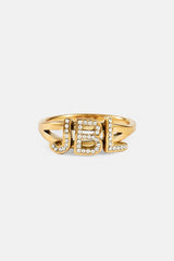 Iced Triple Initial Ring - Gold - 10mm