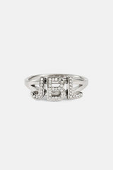 Iced Triple Initial Ring - White - 10mm