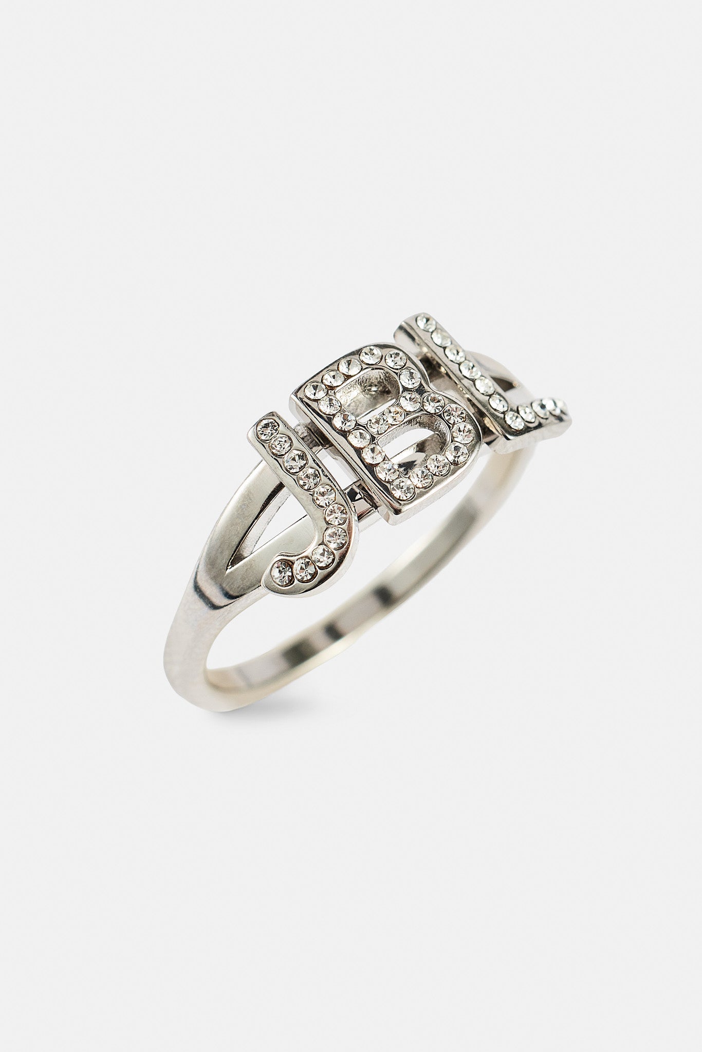 Iced Triple Initial Ring - White - 10mm