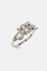 Iced Triple Initial Ring - White - 10mm