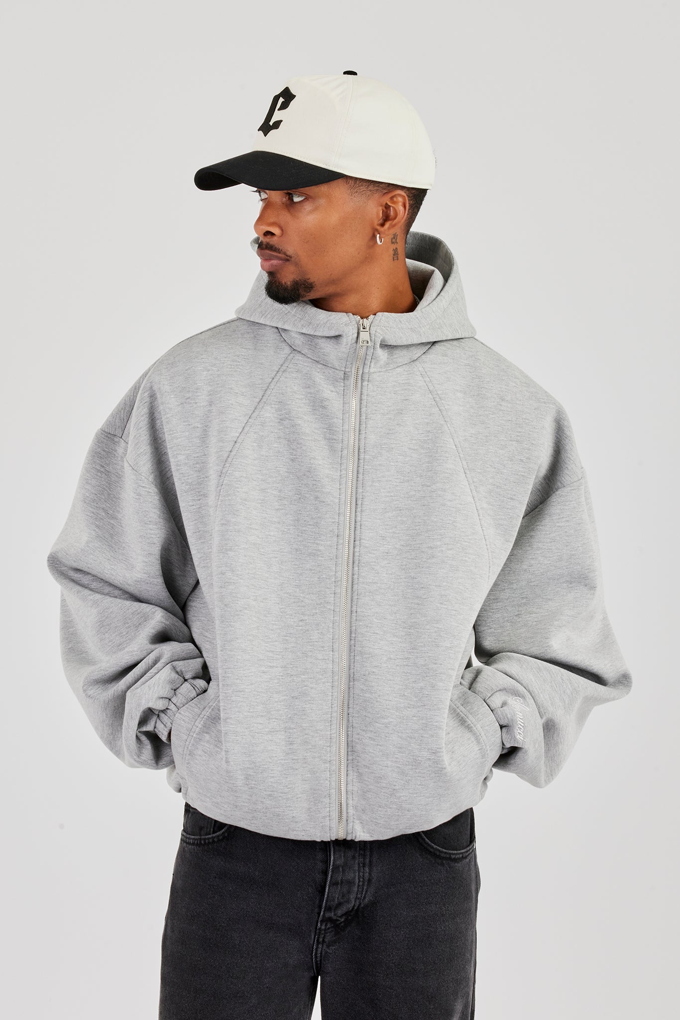 Zip Hooded Panelled Scuba Jacket