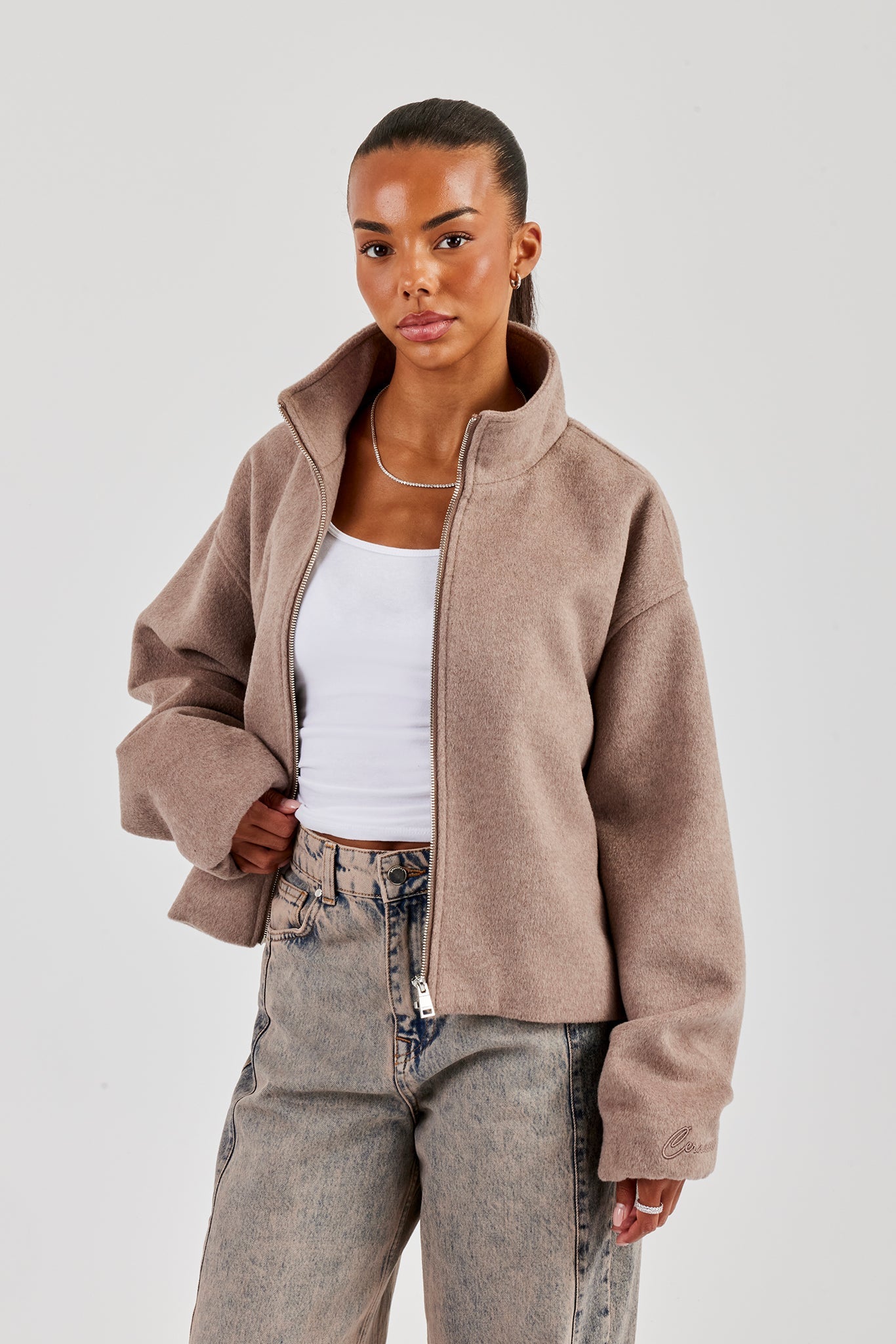Brushed Wool Jacket - Taupe