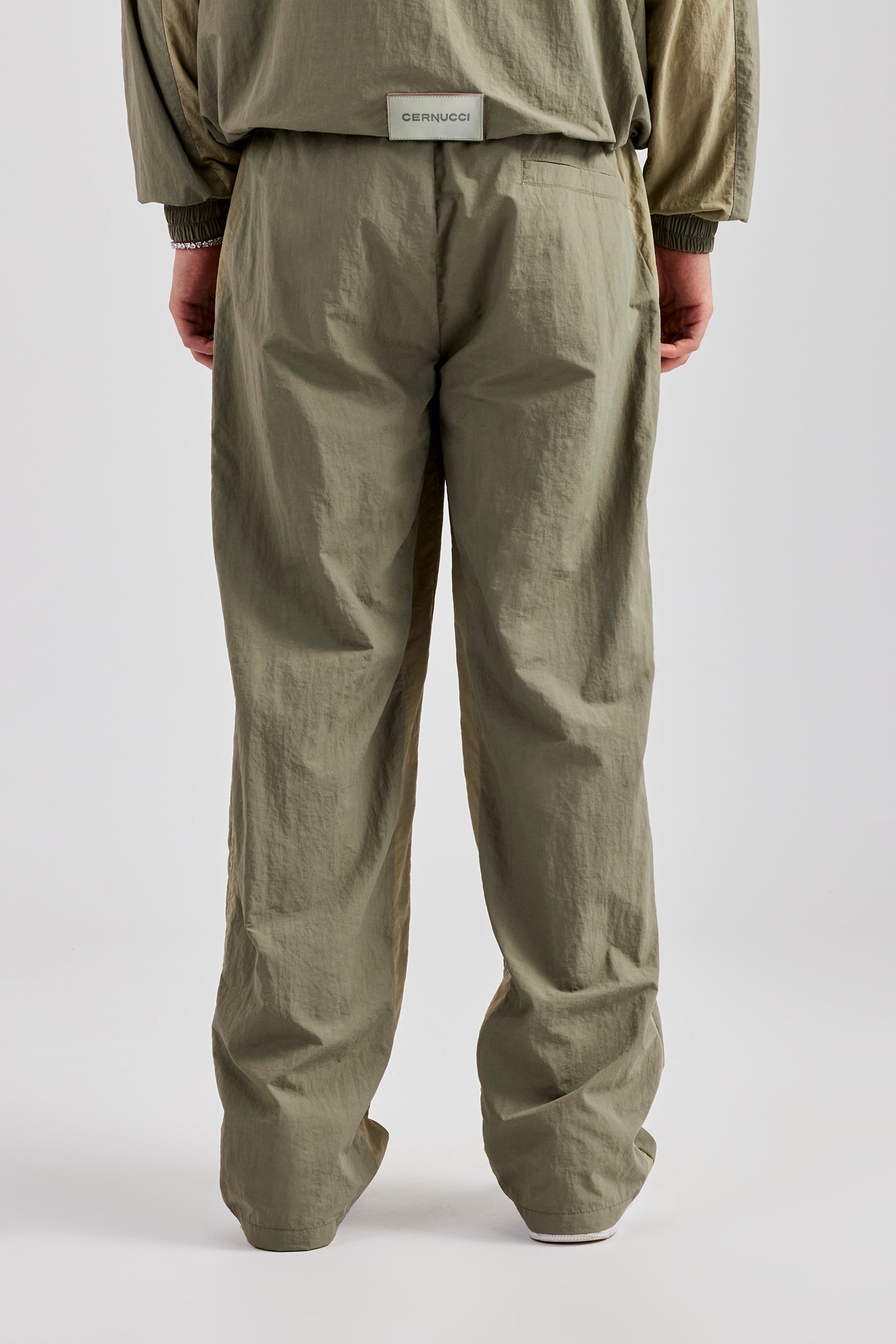 Cernucci Contrast Panel Nylon Track Pant - Khaki