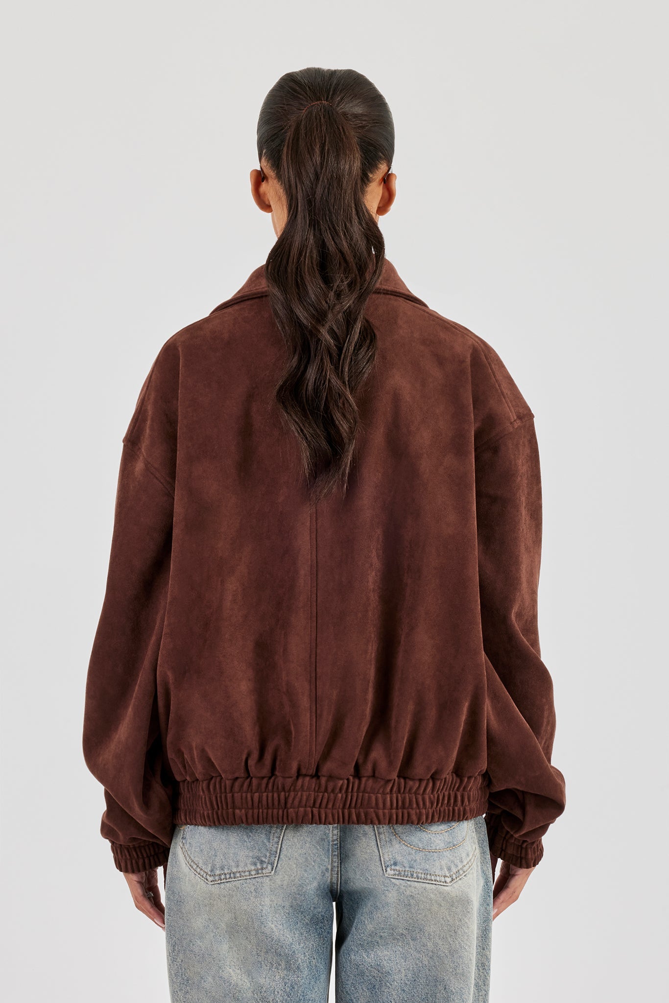 Oversized Suede Jacket - Brown