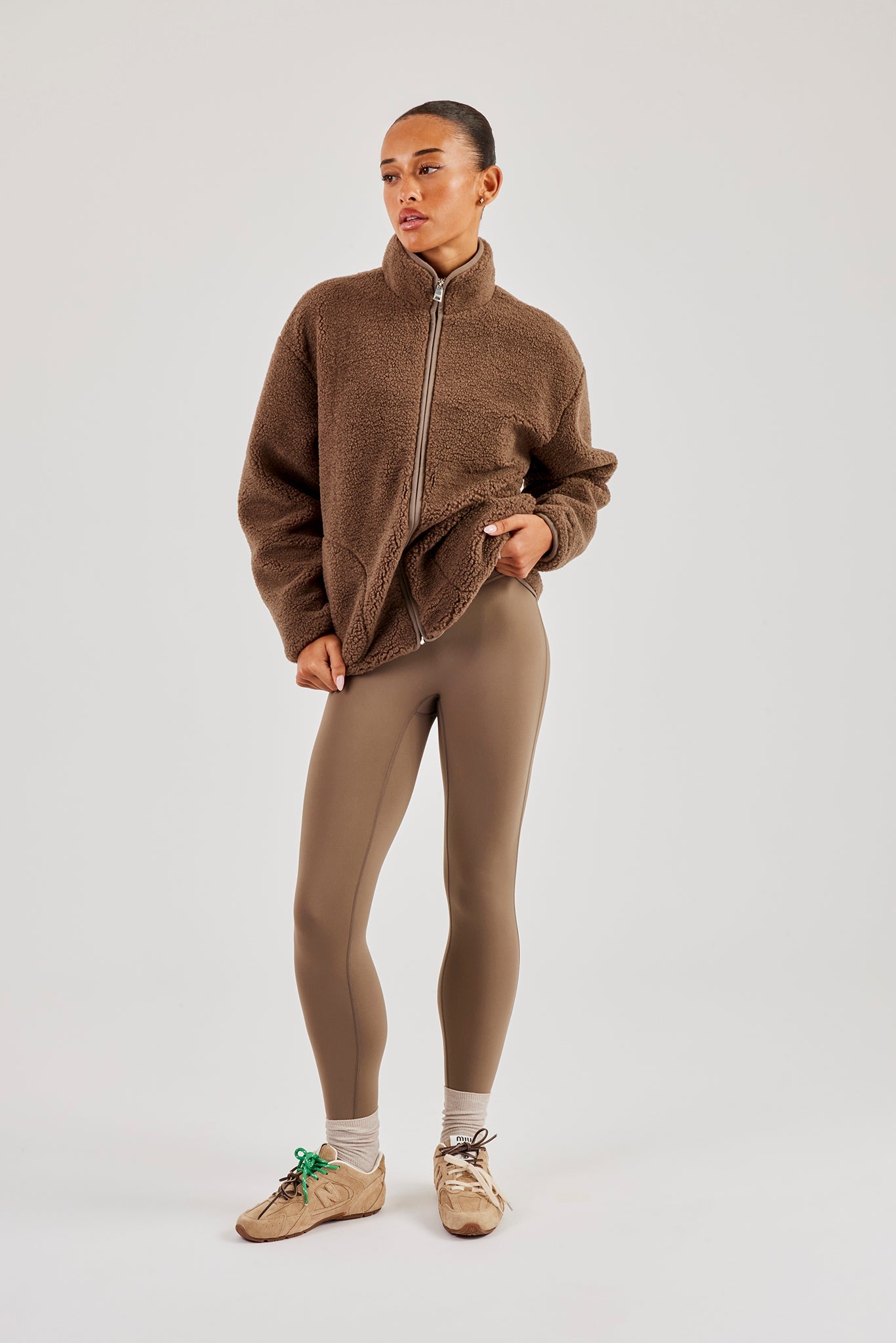 Borg Zip Through Fleece - Brown