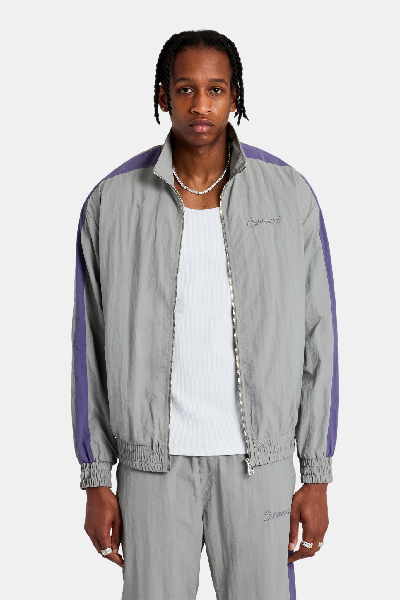 CERNUCCI NYLON-TRAININGSJACKE MIT EINSÄTZEN - ANTHRAZIT