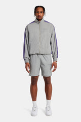 CERNUCCI PANELLED NYLON TRACK JACKET & SHORT SET - CHARCOAL