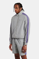CERNUCCI PANELLED NYLON TRACK JACKET & SHORT SET - CHARCOAL