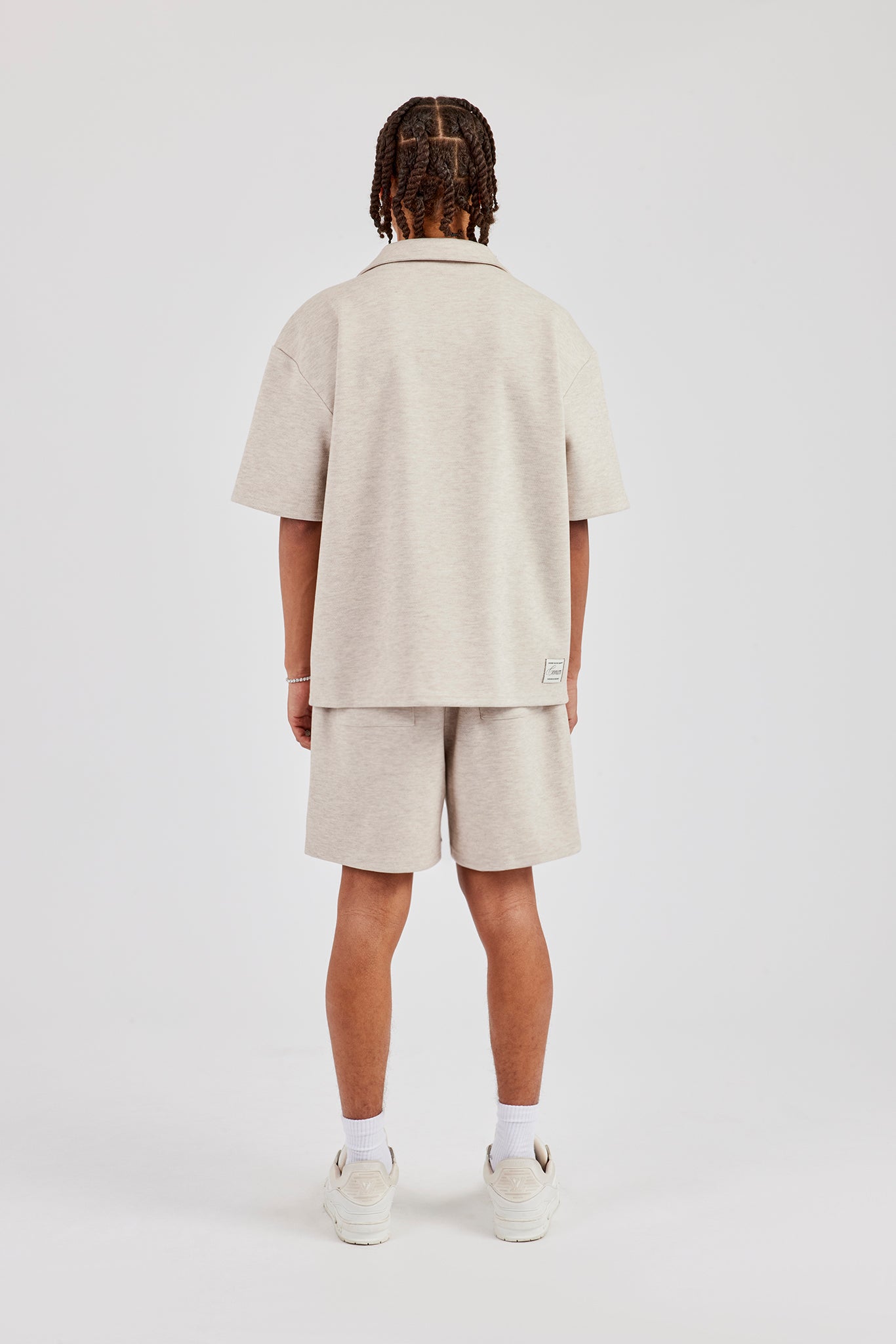 Textured Revere Collar Shirt - Stone