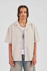 Textured Revere Collar Shirt - Stone