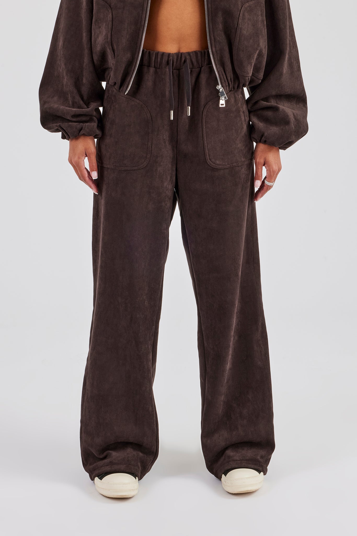 Suede Wide Leg Trouser - Chocolate