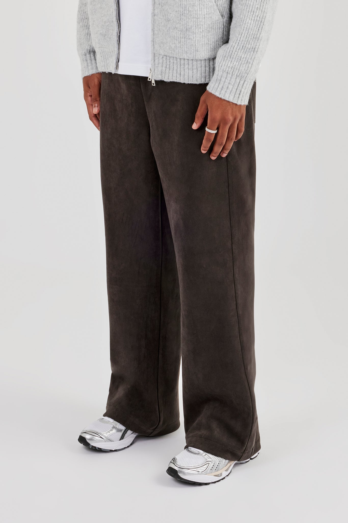 Suede Relaxed Jogger - Charcoal